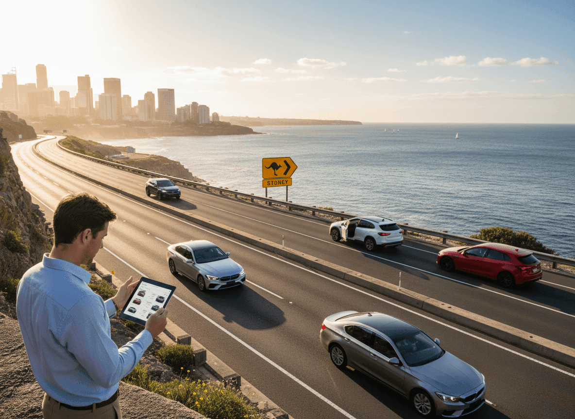 Cars on road showcasing Carsear search marketplace